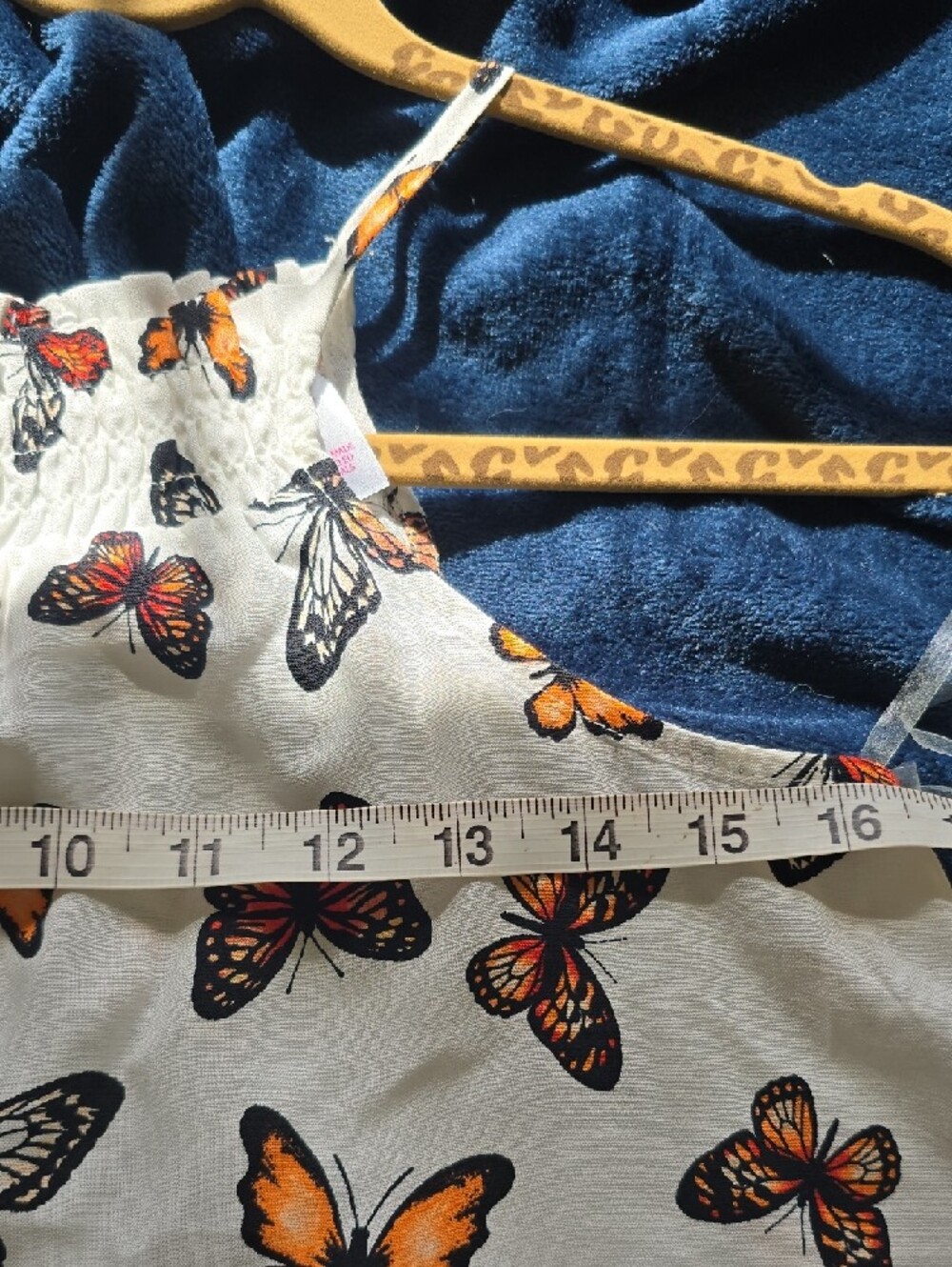 No Boundaries White Halter Top with Orange and Black Butterfly Print - Picture 9 of 10